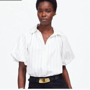 Madewell Shirred Bubble-Sleeve Button-Up Shirt